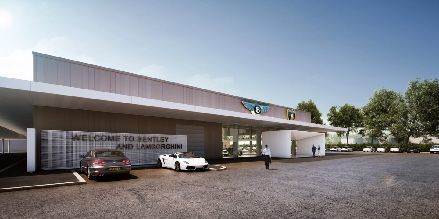 3 D Rendering des Showrooms von Bentley & Lamborghini