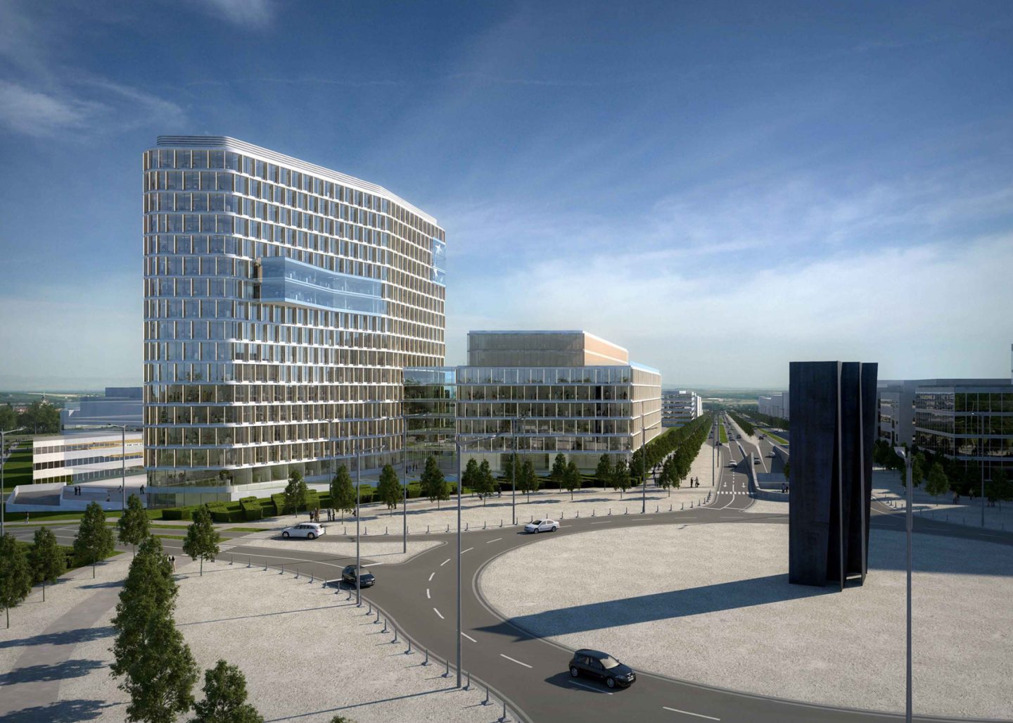 Ein 3 D Rendering des Projekts BGL BNP Paribas Kirchberg